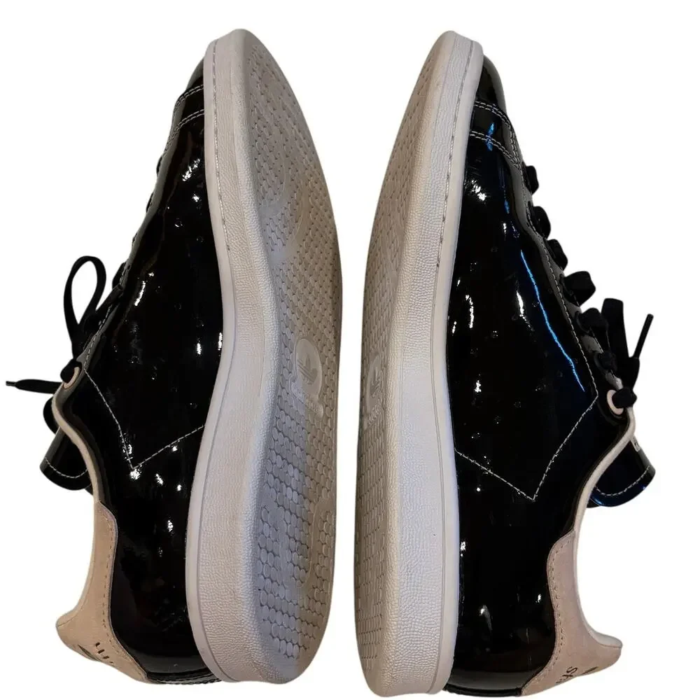 Adidas Stan Smith Shiny Shoes Sneakers FW2299 Black Pink Glam Womens Size 10